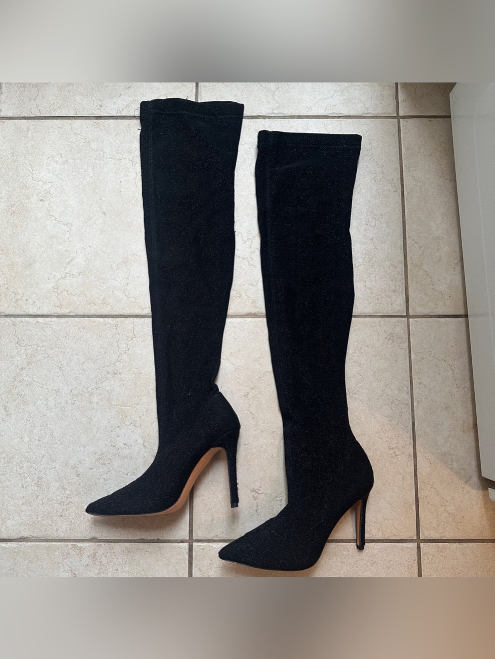 Black Over-the-Knee Stiletto Boots US 7